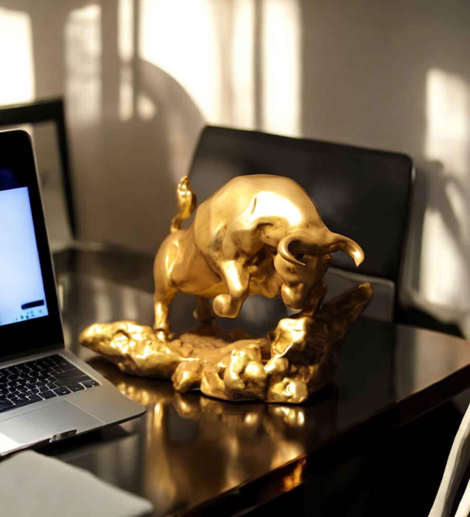 Bronze Marbel and Resin Charging Bull